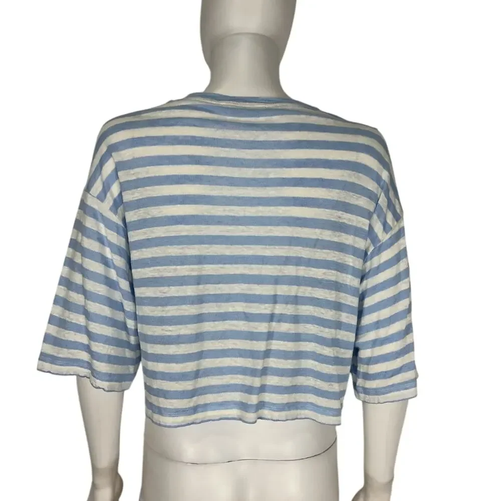 Frame Boxy Multicolor Linen Crop Top Size XS